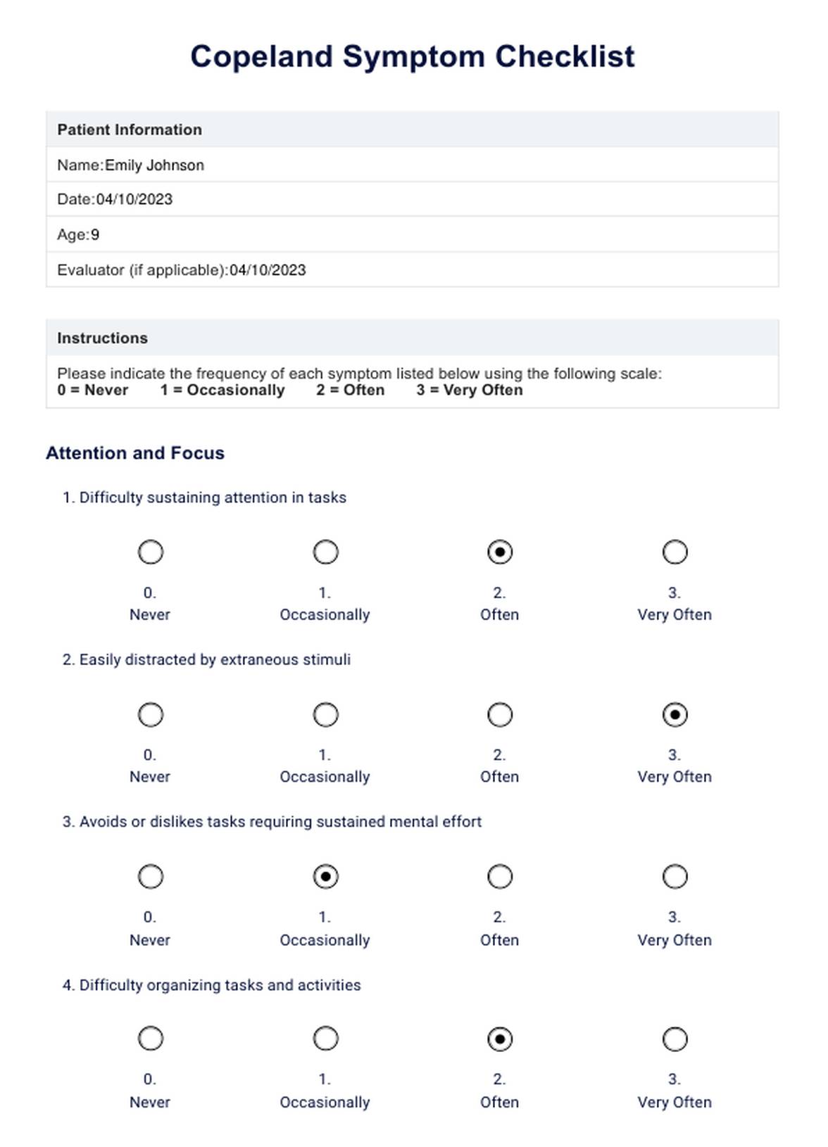 Copeland Symptom Checklist PDF Example