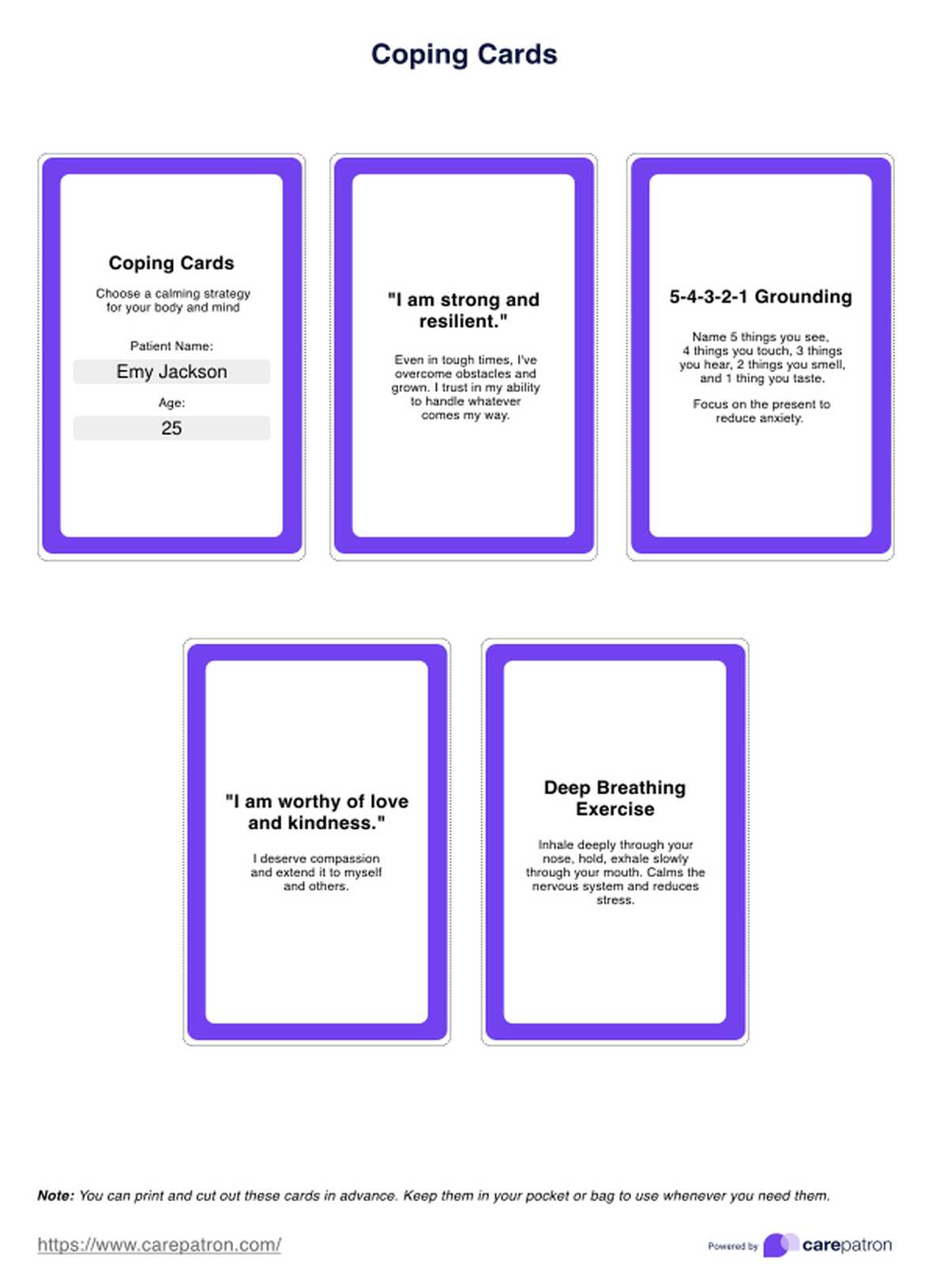 Coping Cards PDF Example