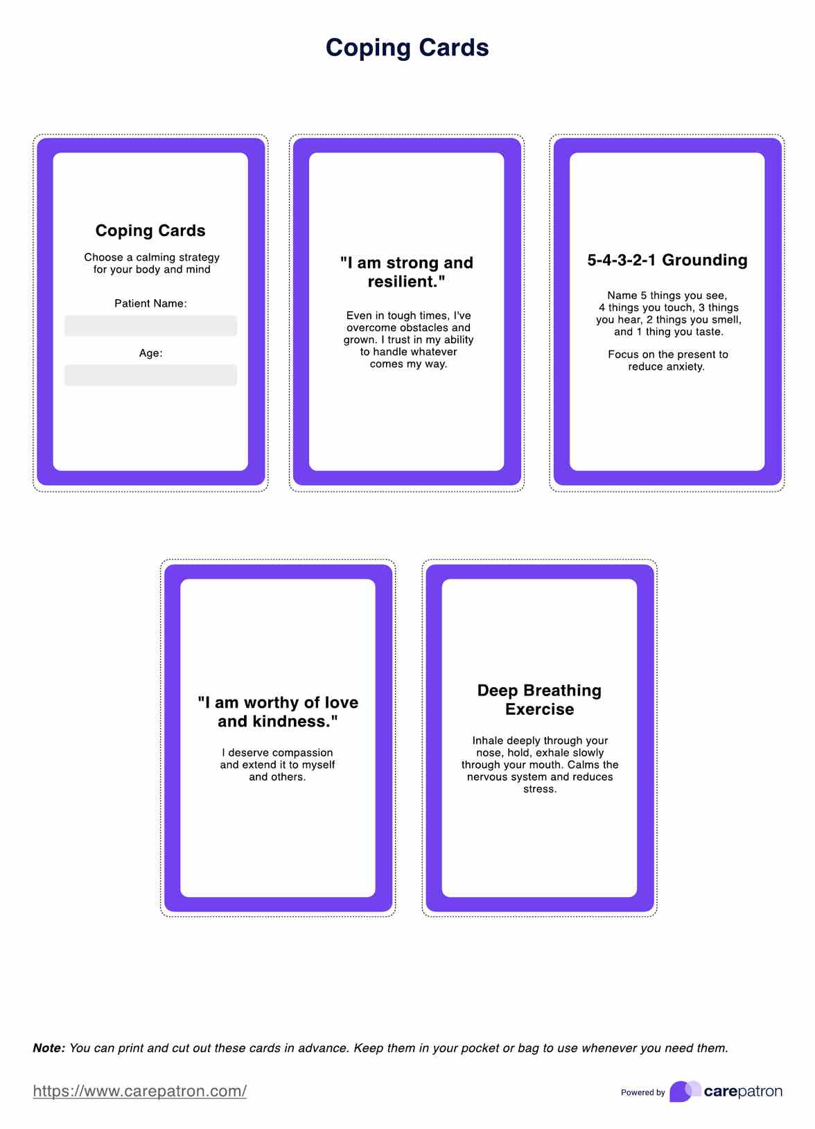 Coping Cards PDF Example