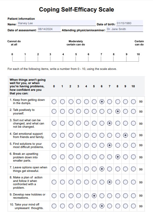 Coping Self Efficacy Scale Template & Example | Free PDF Download