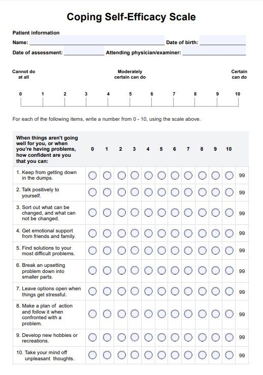 Coping Self-Efficacy Scale PDF Example