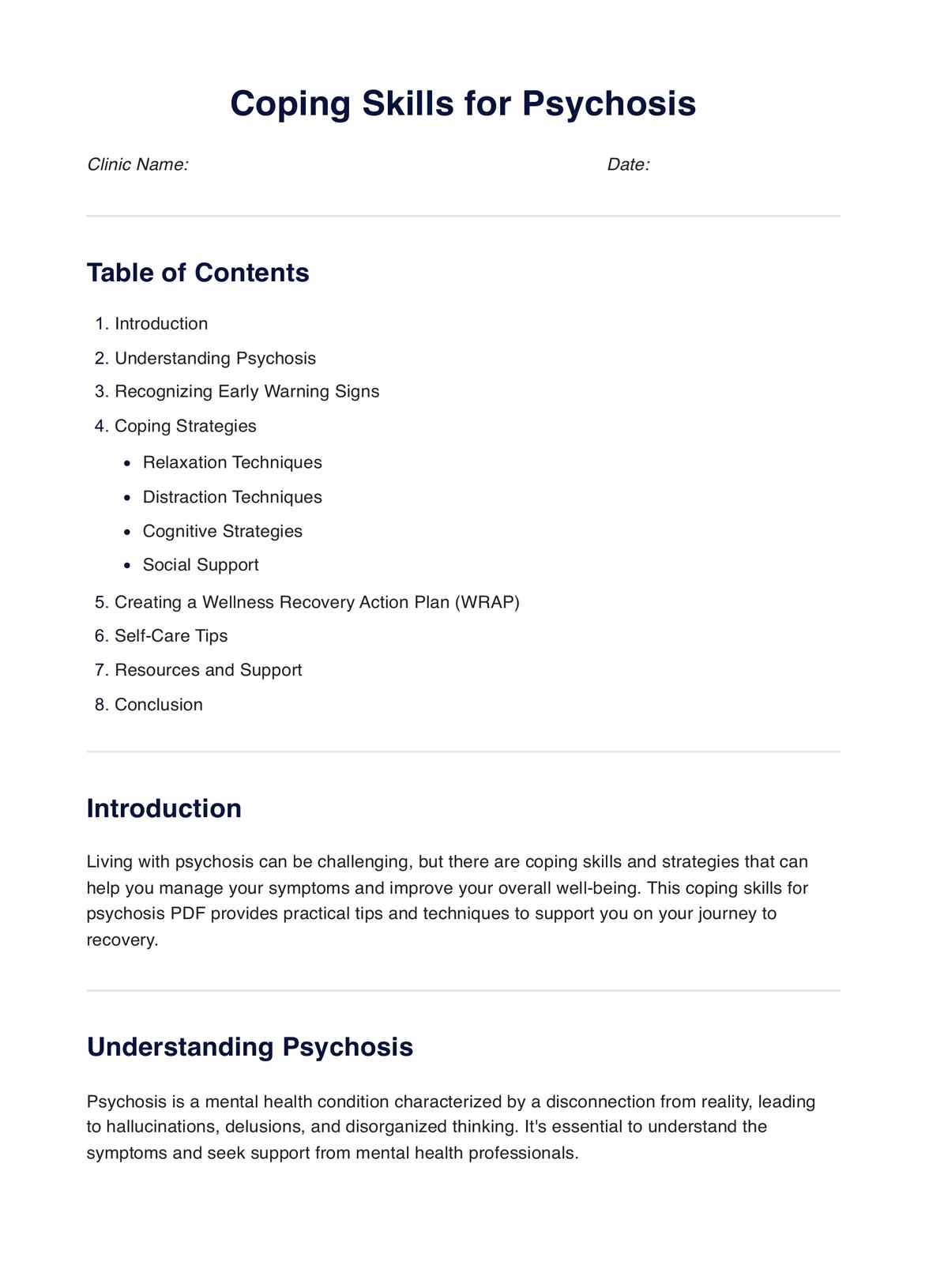 Coping Skills for Psychosis PDF PDF Example