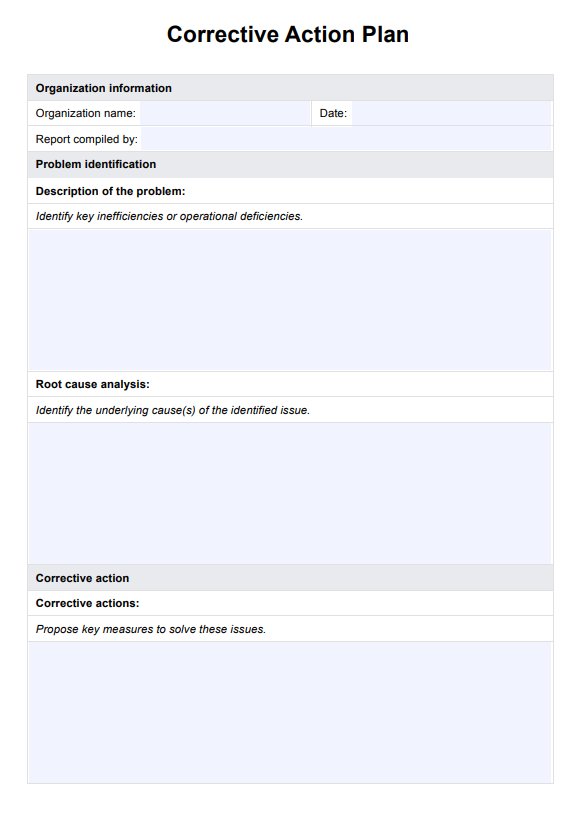 Corrective Action Plan PDF Example