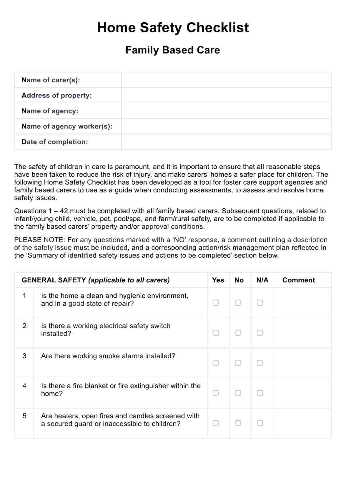 CPS Home Visit Checklist PDF Example
