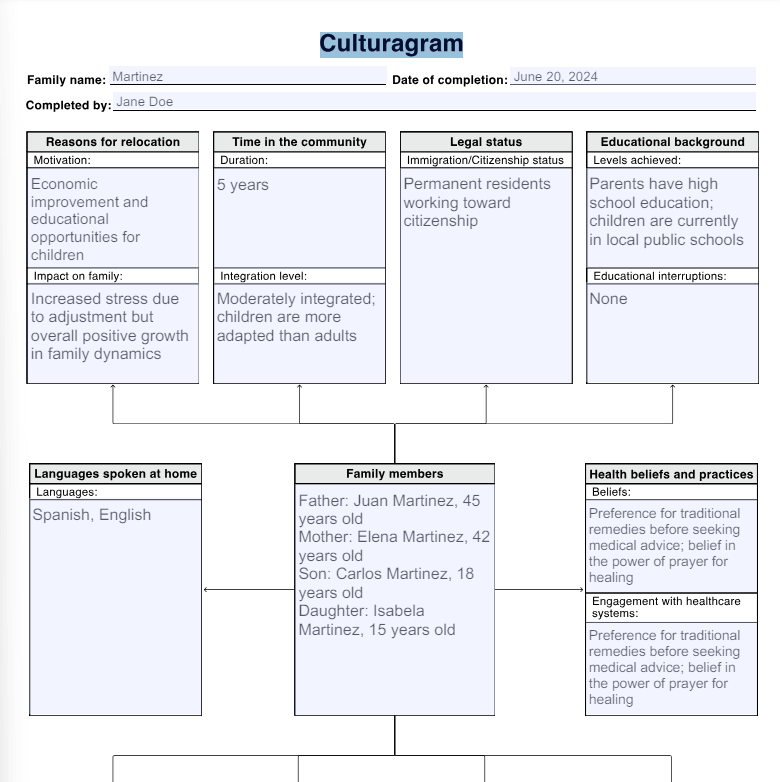 Culturagram Template PDF Example