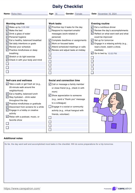 Daily Checklist PDF Example