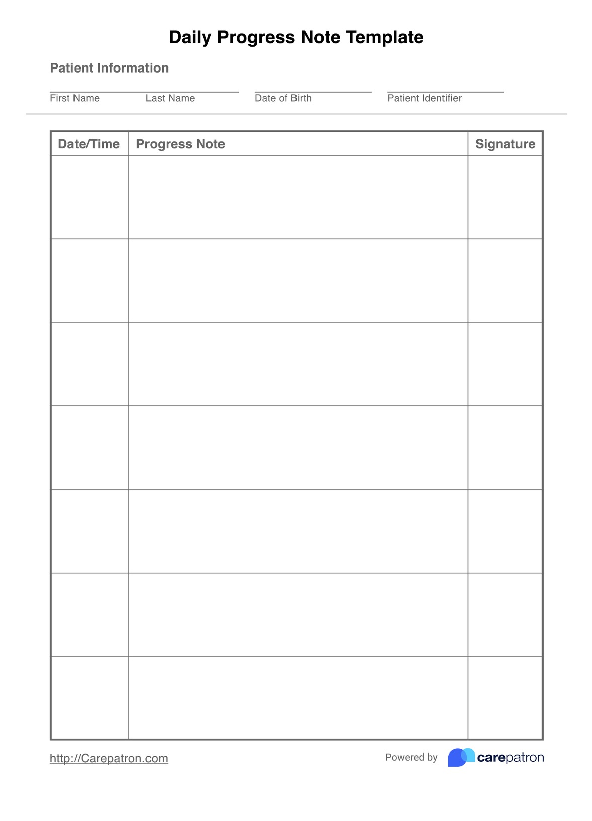 Daily Progress Note Template PDF Example