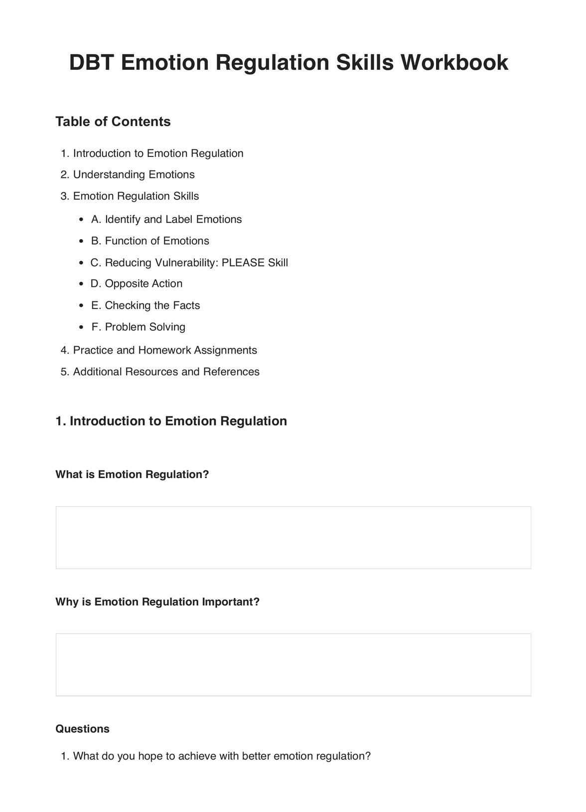 DBT Emotion Regulation Skills PDF PDF Example