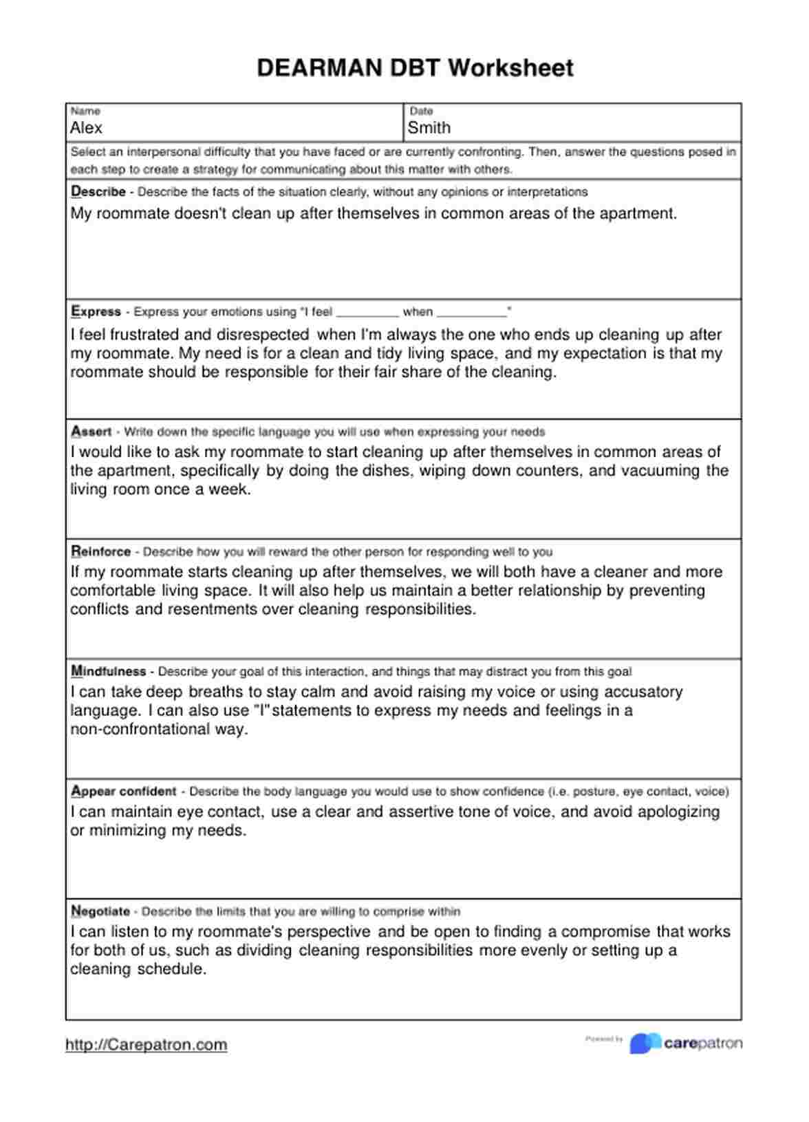 Dearman DBT Worksheets PDF Example