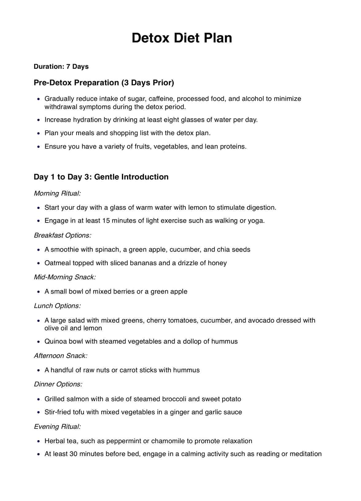 Detox Diet PDF Example