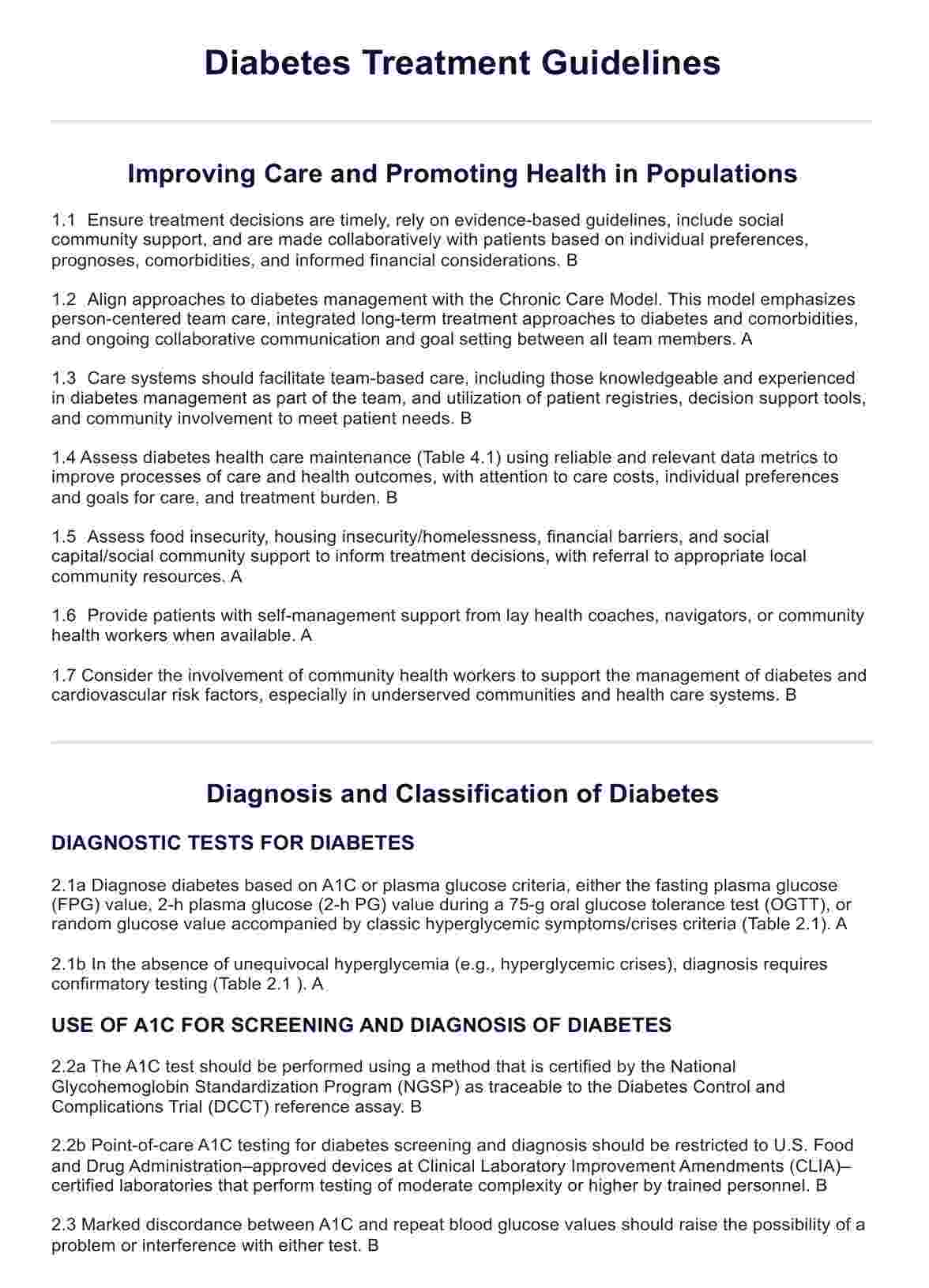 Diabetes Treatment Guidelines PDF Example