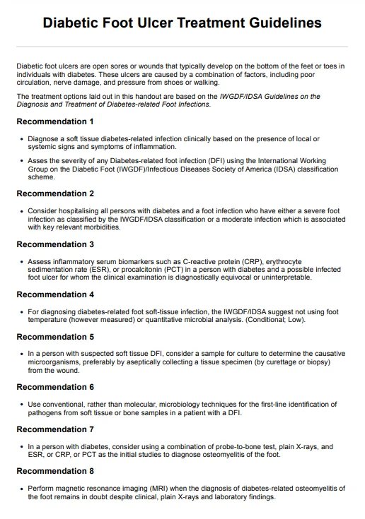Pautas para el tratamiento de la úlcera del pie diabético PDF Example