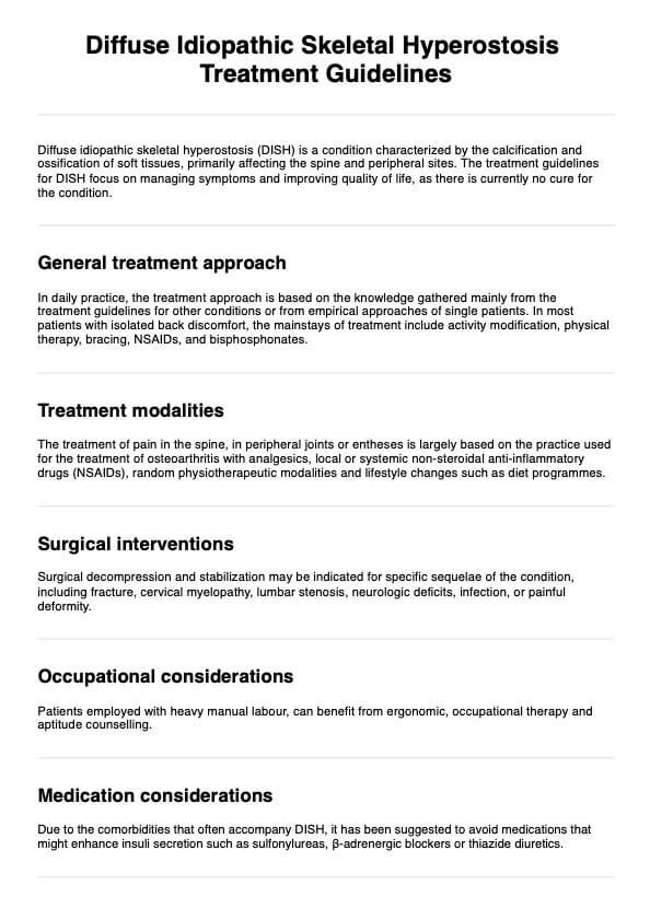 Diffuse Idiopathic Skeletal Hyperostosis Treatment Guidelines PDF Example