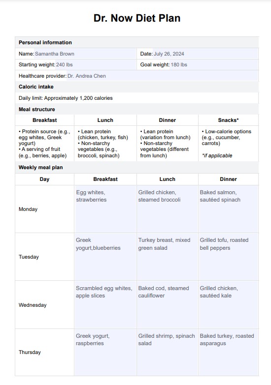 Dr Now 飲食計劃 PDF Example