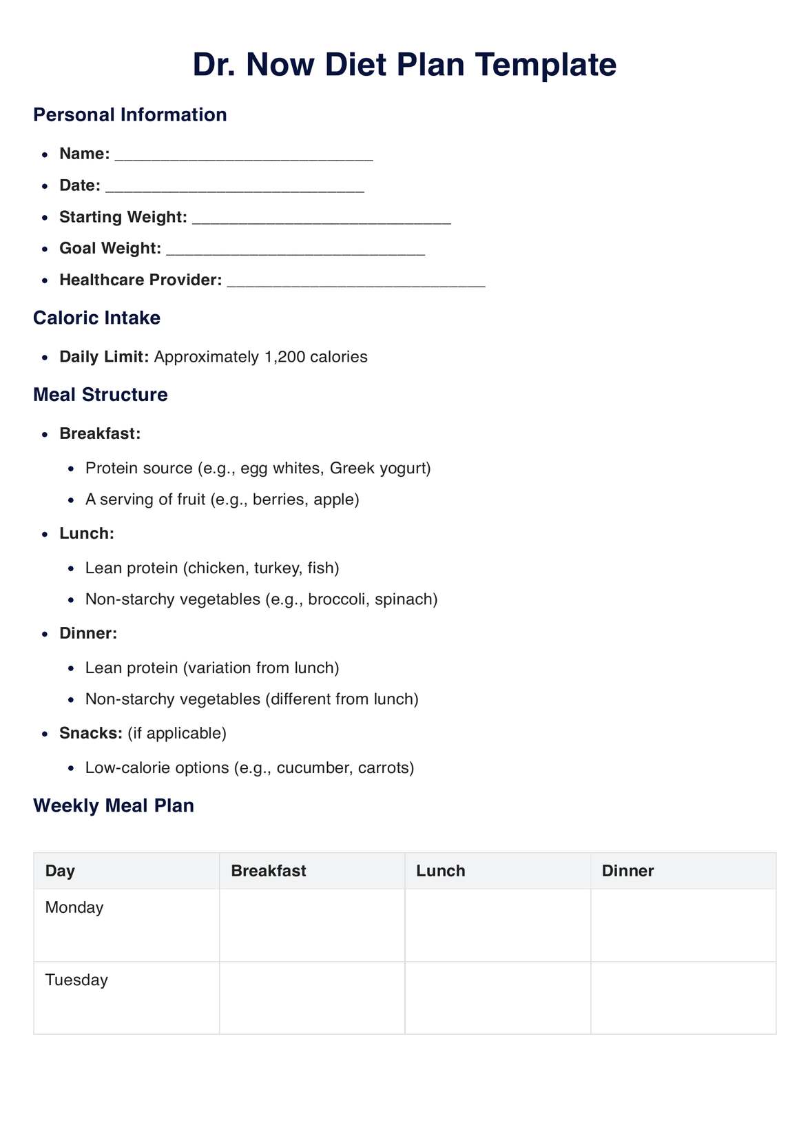 Dr Now Diet Plan PDF Example