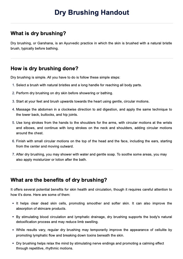 Dry Brushing Handout PDF Example