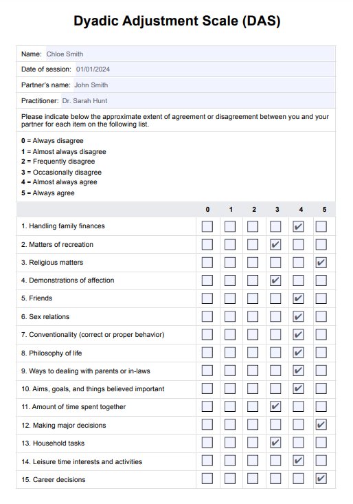 Dyadic Adjustment Scale (DAS) PDF Example