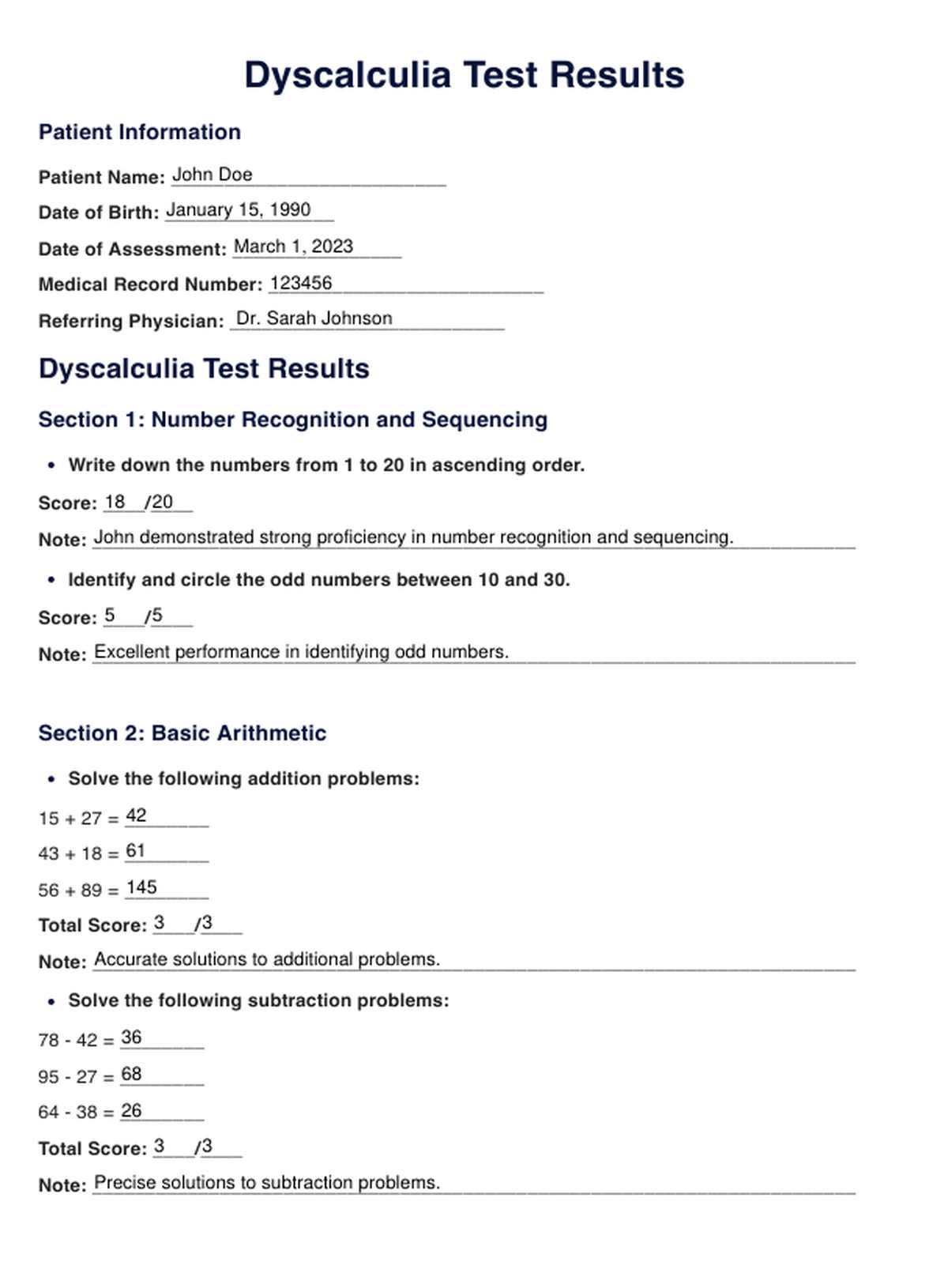 Prueba de discalculia PDF Example