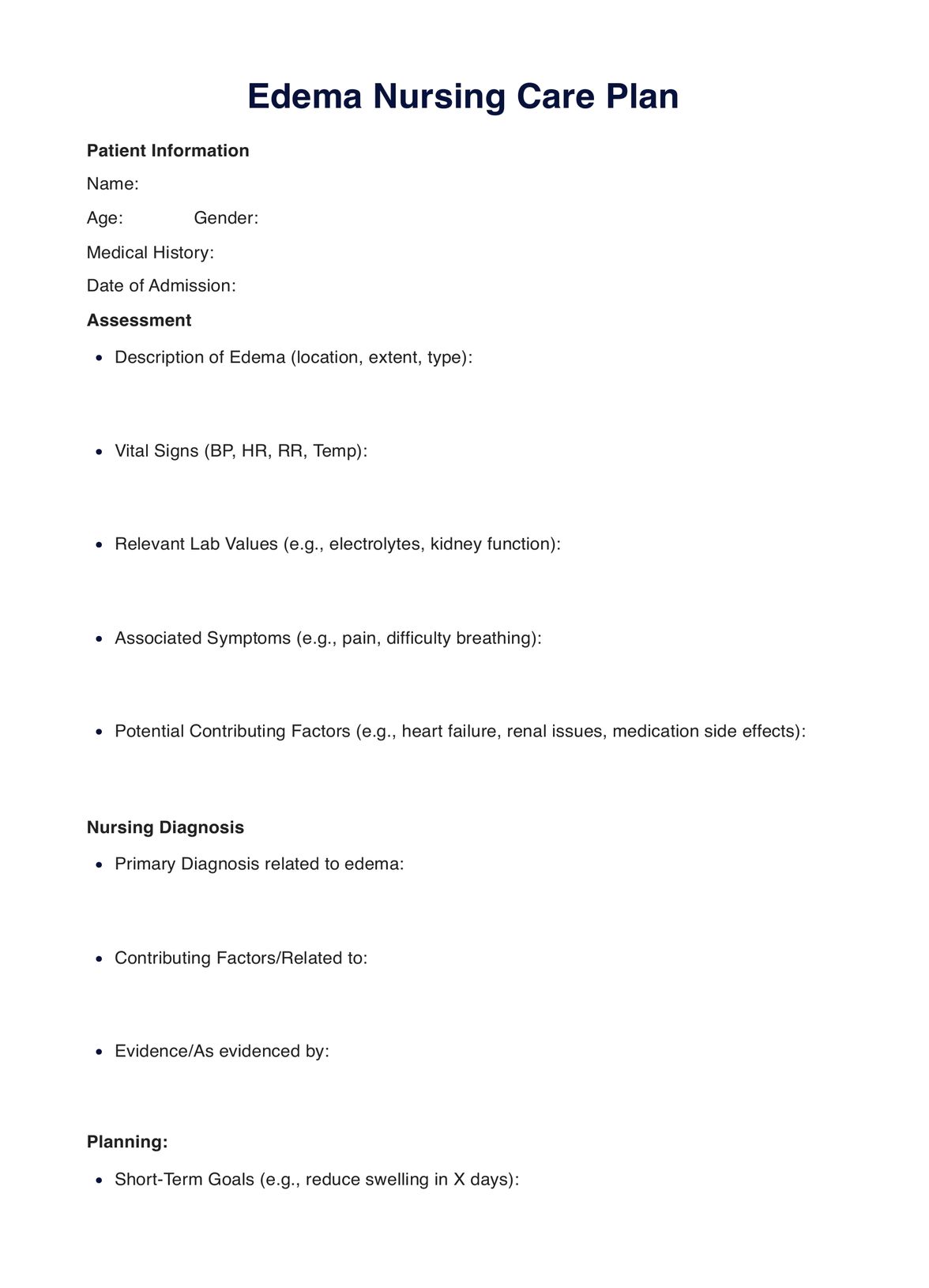 Edema Nursing Care Plan PDF Example