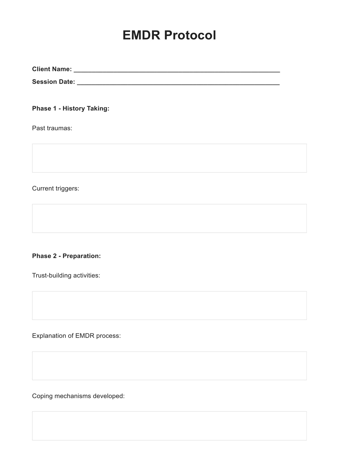 EMDR Protocol PDF Example