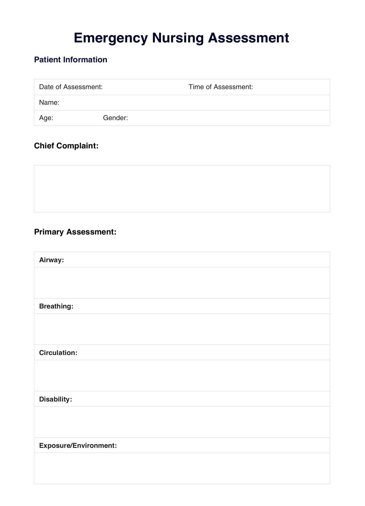 Emergency Nursing Assessment PDF Example