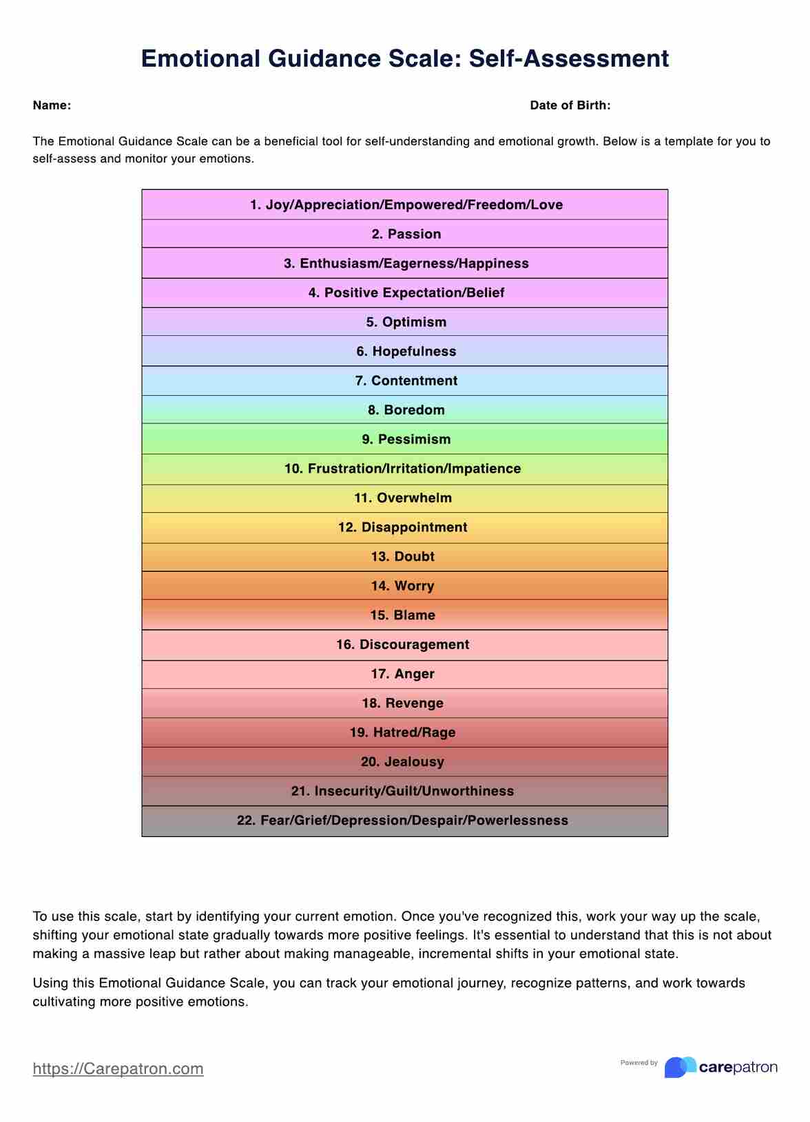 Emotional Guidance Scale PDF Example