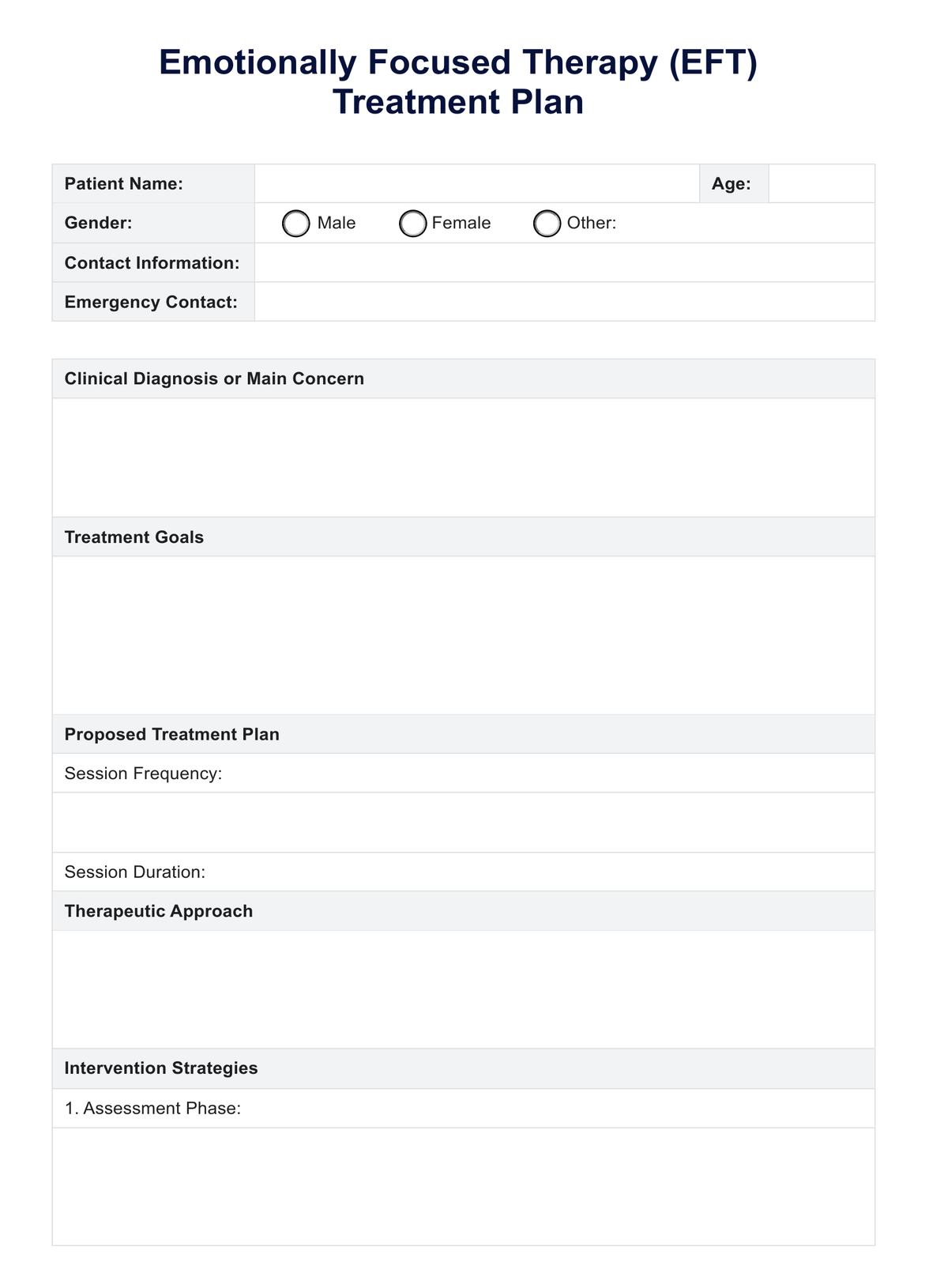 EFT Treatment Plan PDF Example