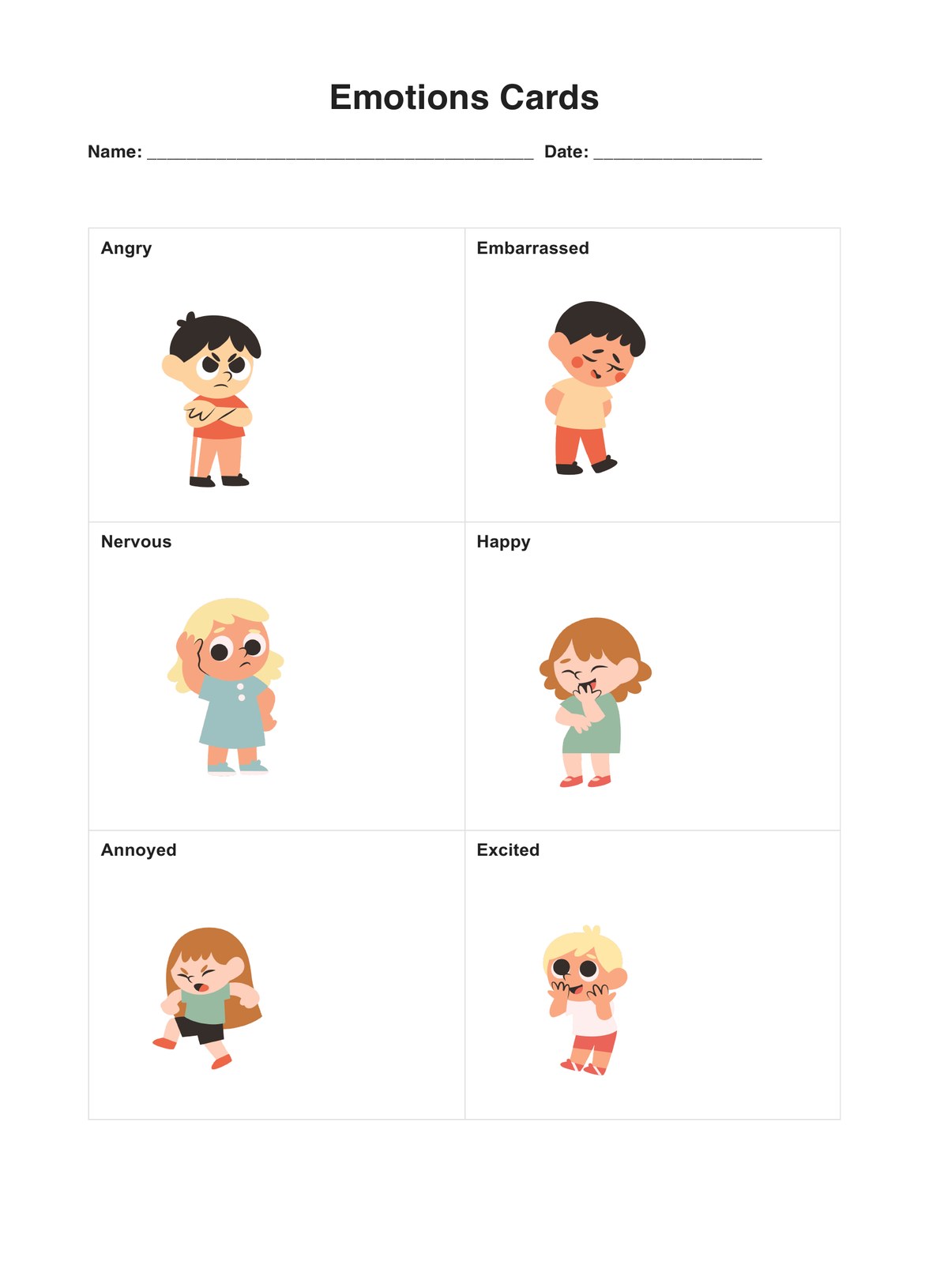 Emotions Cards PDF Example