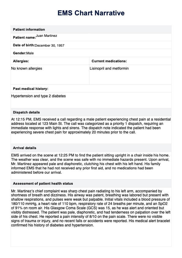 EMS Chart Narrative Template & Example | Free PDF Download
