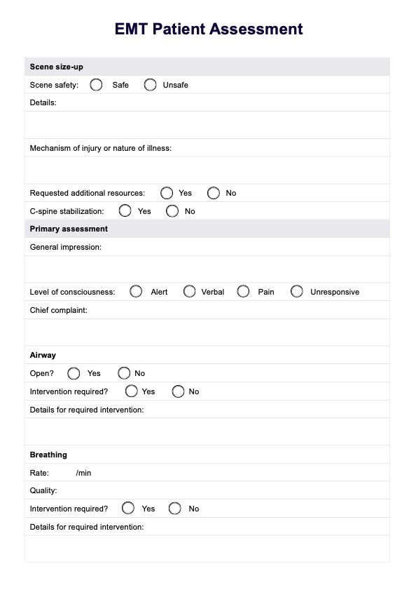 Patient Assessment of EMT PDF Example