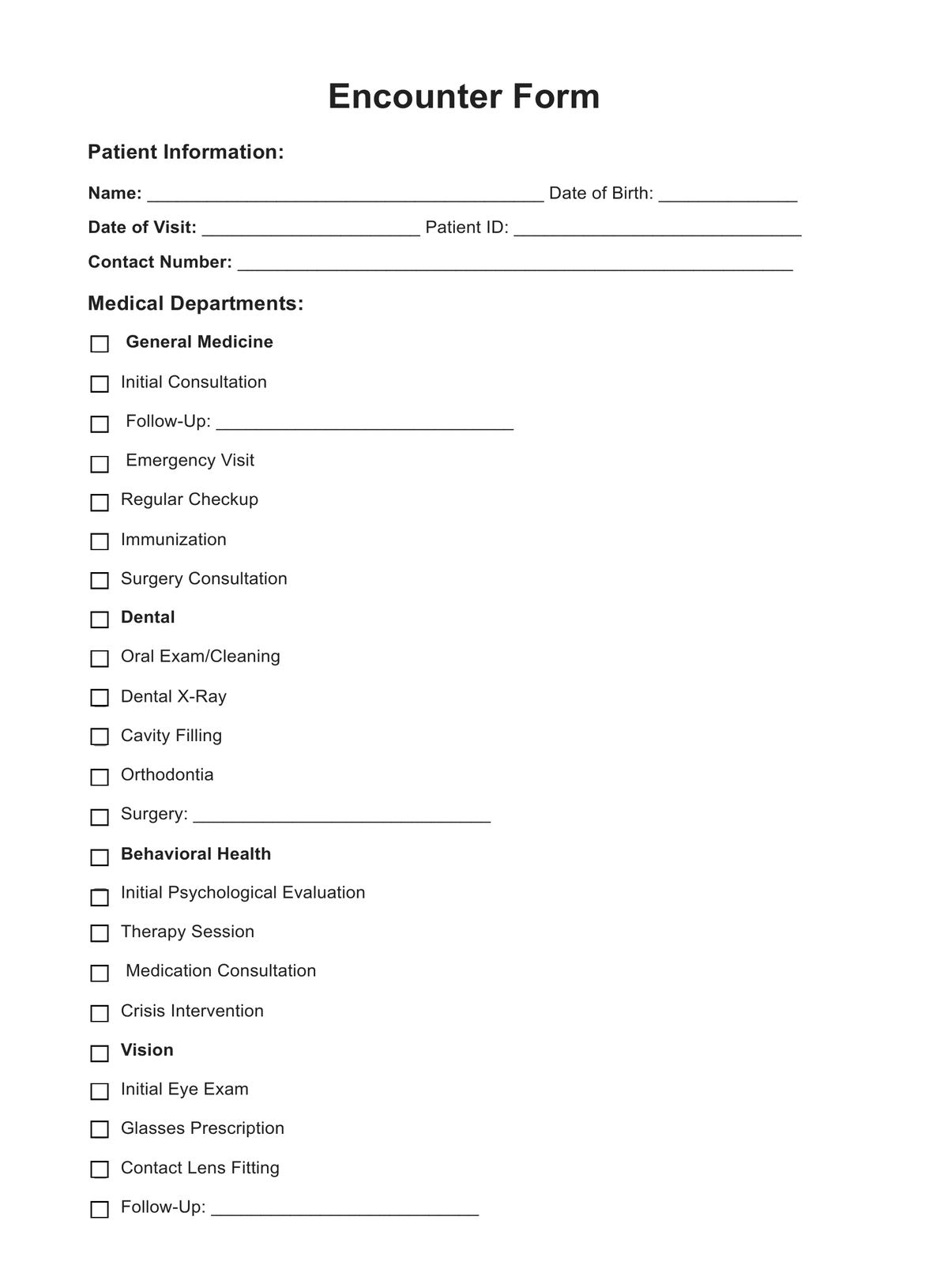 Encounter Form PDF Example