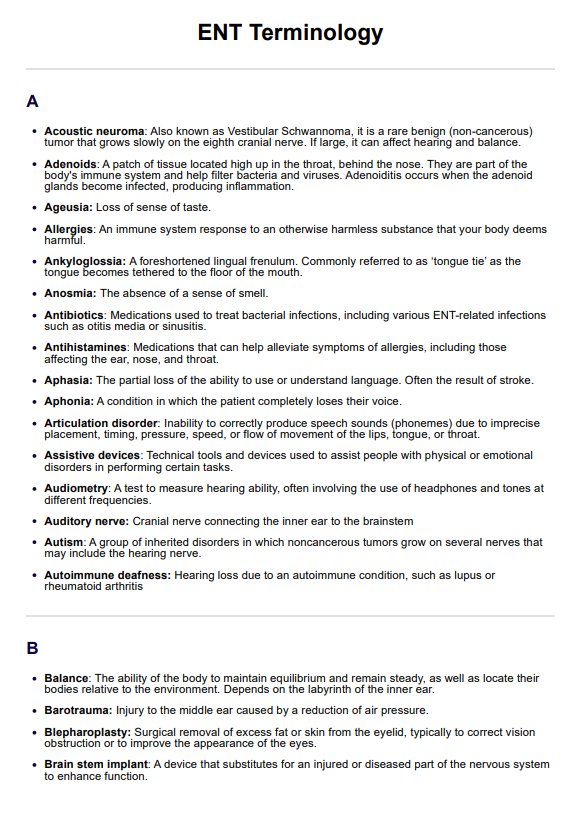 ENT Terminology PDF Example