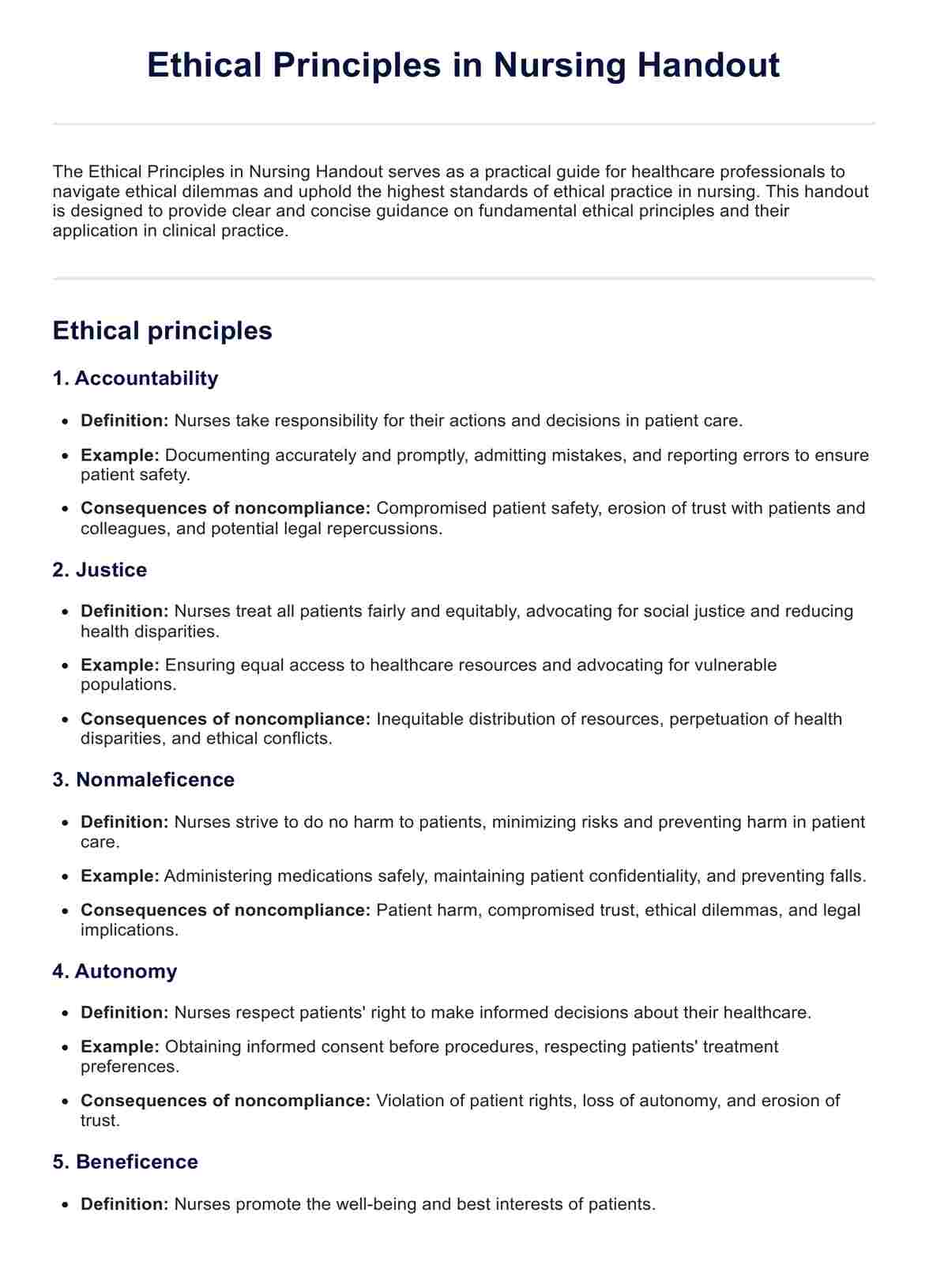 Ethical Principles in Nursing PDF Example