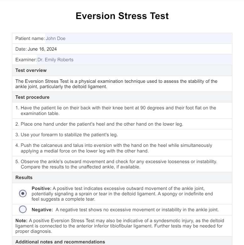 Eversion Stress Test PDF Example