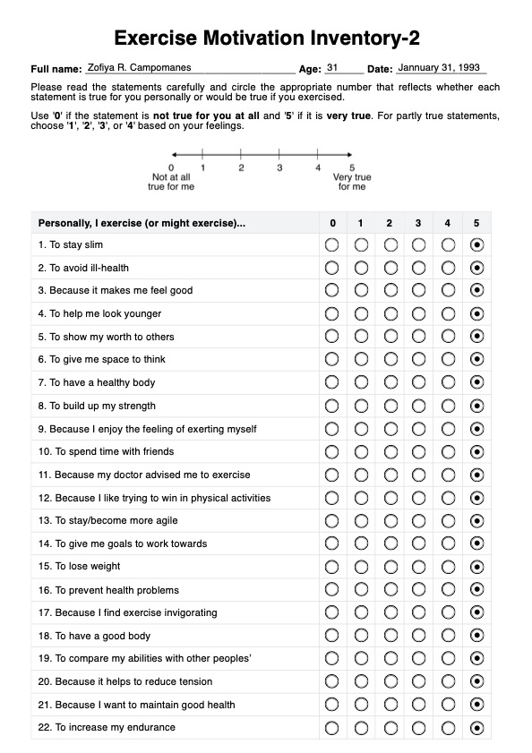 Exercise Motivation Inventory-2 PDF Example