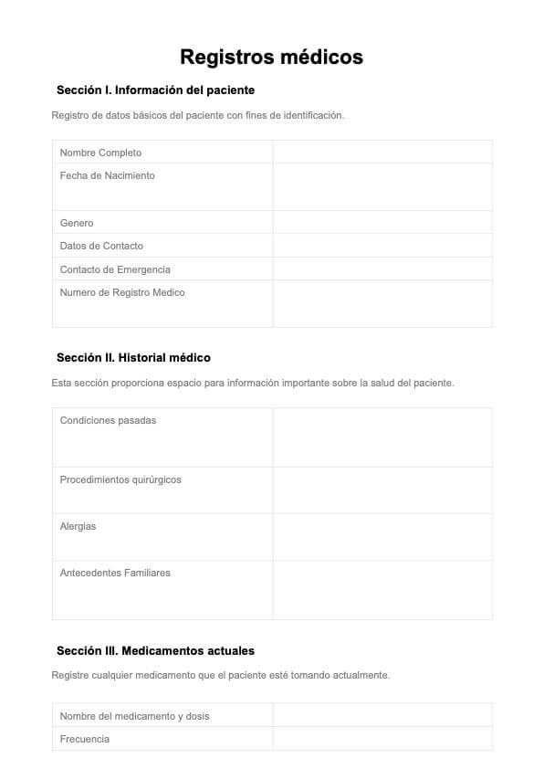 Plantilla de Expediente Clínico  PDF Example