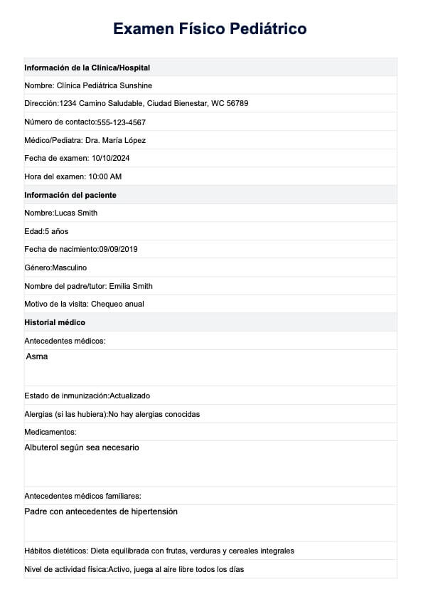 Exploracion física pediatrica PDF Example