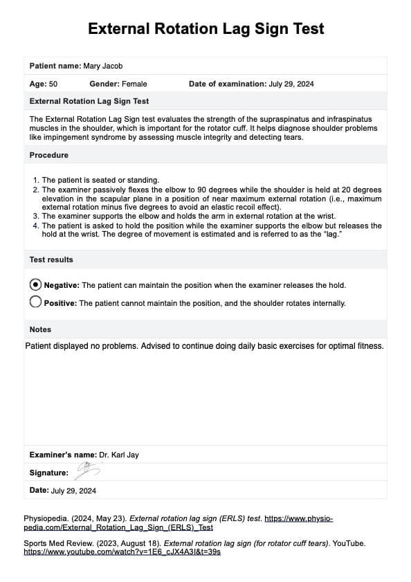 External Rotation Lag Sign PDF Example