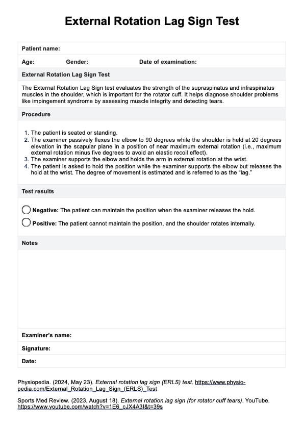 Prueba de Signo de retraso de rotación externa para manguito rotador PDF Example