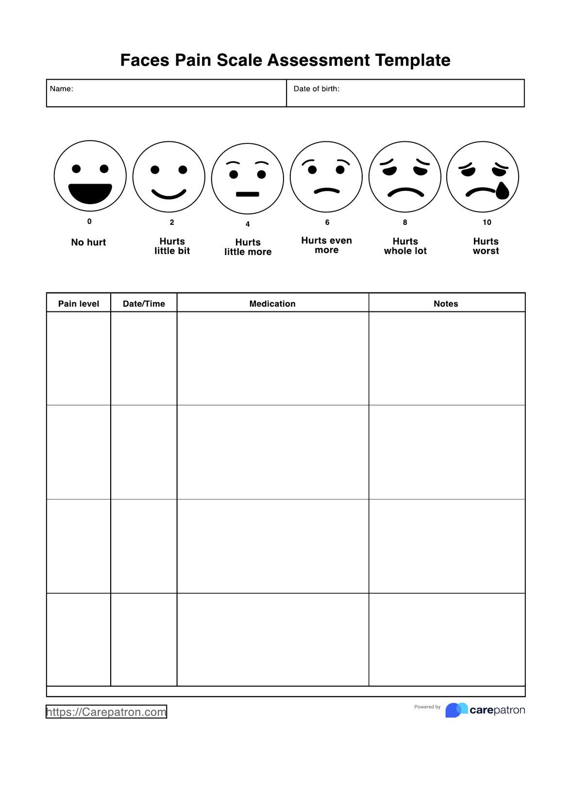 Faces Pain Scale PDF Example