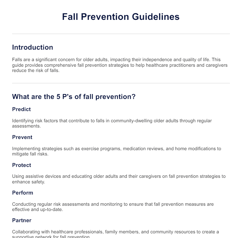 Fall Prevention Guidelines PDF PDF Example