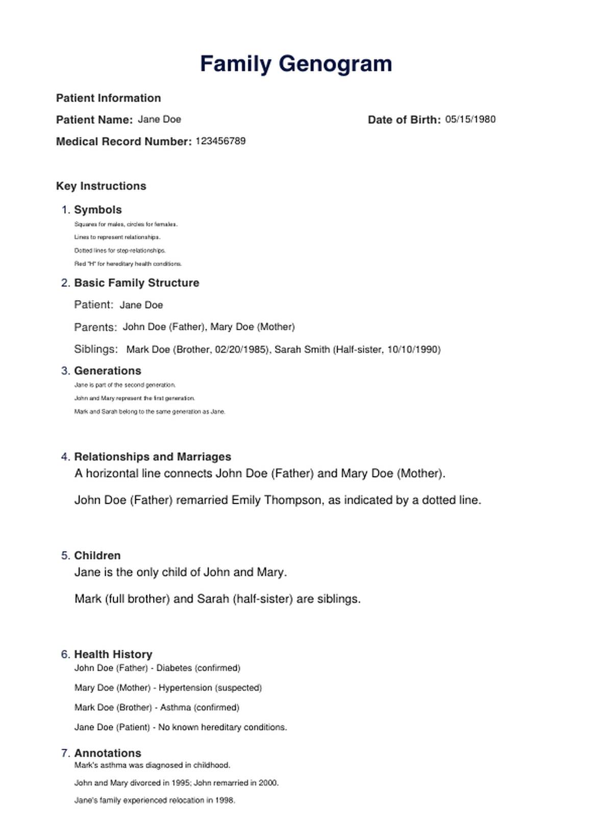 Family Genogram PDF Example