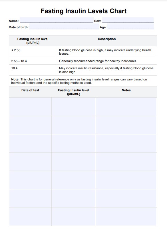 공복 인슐린 수치 PDF Example