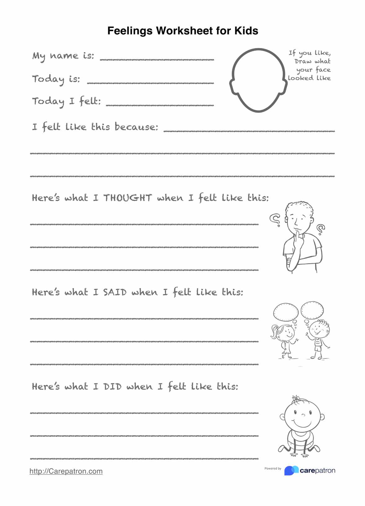 Feelings Worksheet For Kids PDF Example