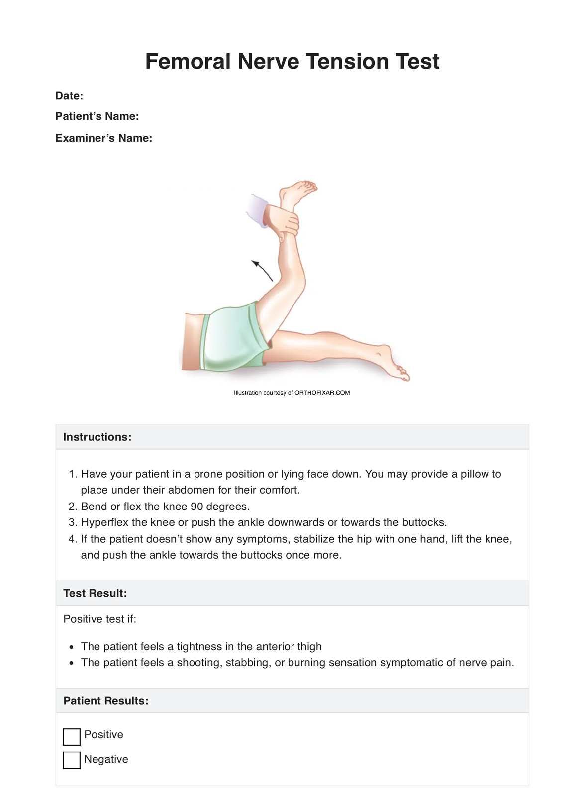 Femoral Nerve Entrapment Test PDF Example