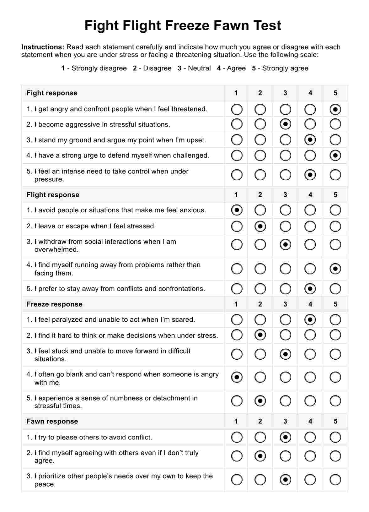 Prueba de respuesta al trauma PDF Example