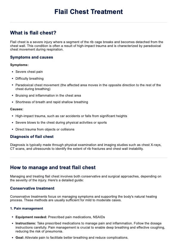 Flail Chest Treatment Handout PDF Example