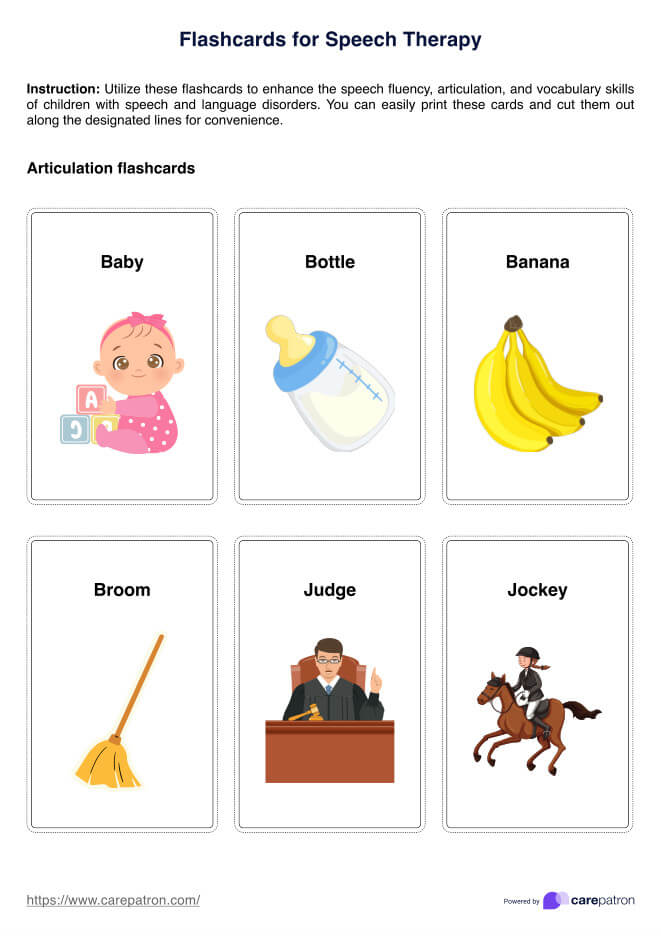 Flashcards for Speech Therapy PDF Example