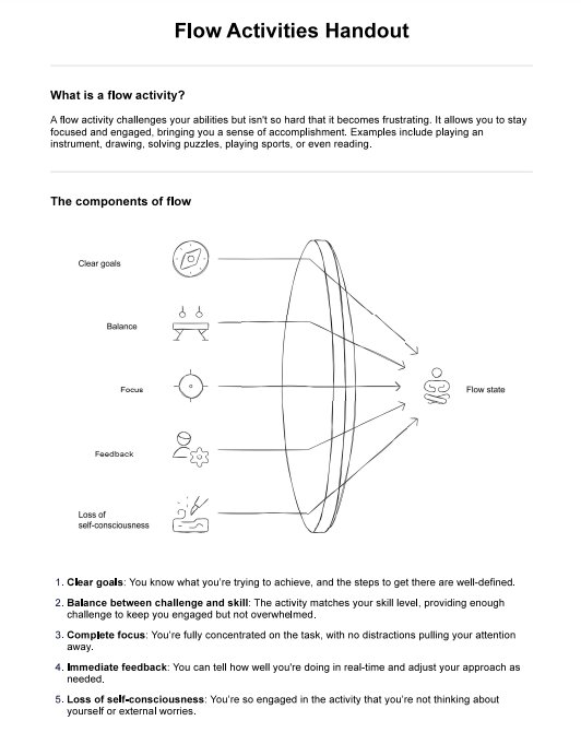 Flow Activities Handout PDF Example