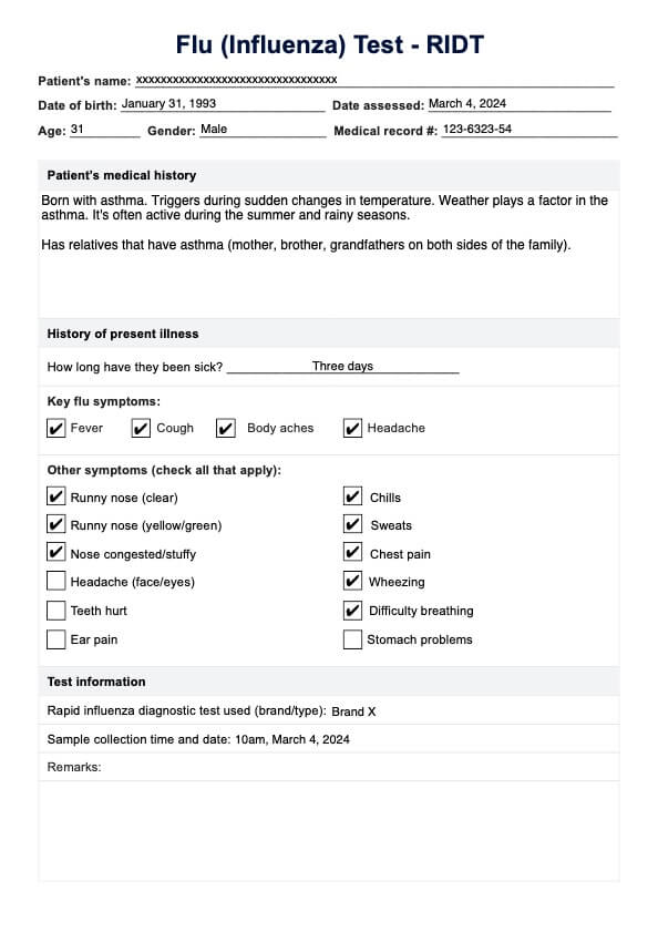 Test per l'influenza - RITD PDF Example